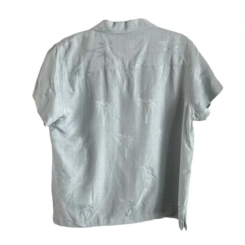 Tiki Classics Silk Palm Tree Tropical Hawaiian Polo Button Front T-Shirt Large - Picture 3 of 5